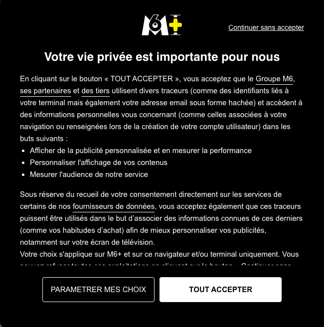 Consent modal screenshot